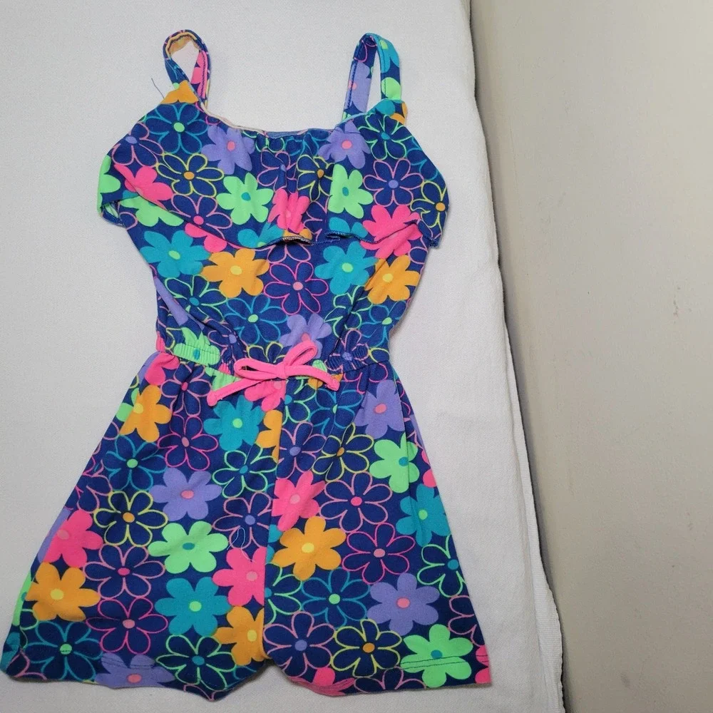 Kidgets Blue Bright Floral Romper‎ Girl's 3T NWOT